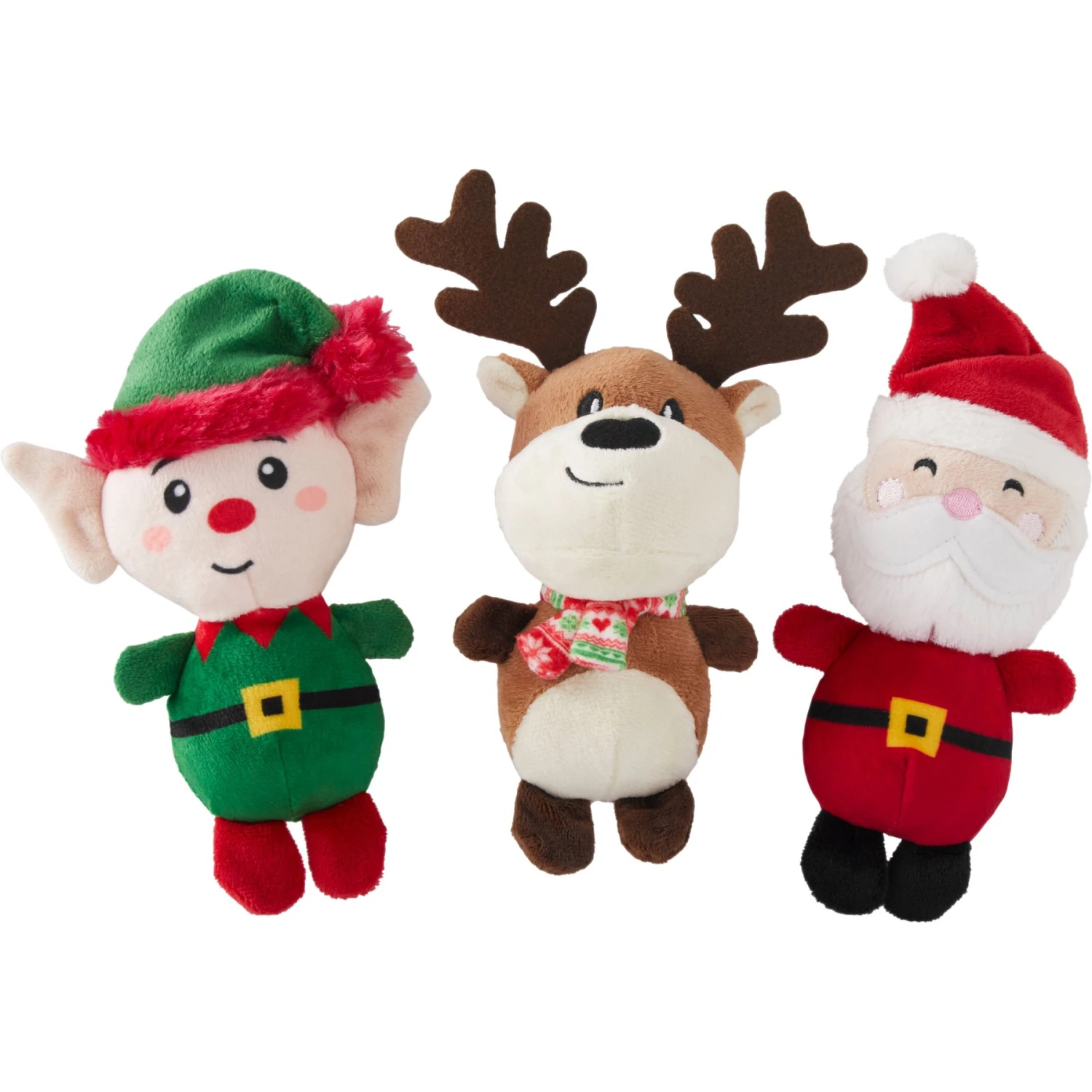 Frisco Holiday Santa's Helpers Plush Squeaky Dog Toy, 3 Count 3 Frisco Holiday Santa's Helpers Plush Squeaky Dog Toy, 3 Count