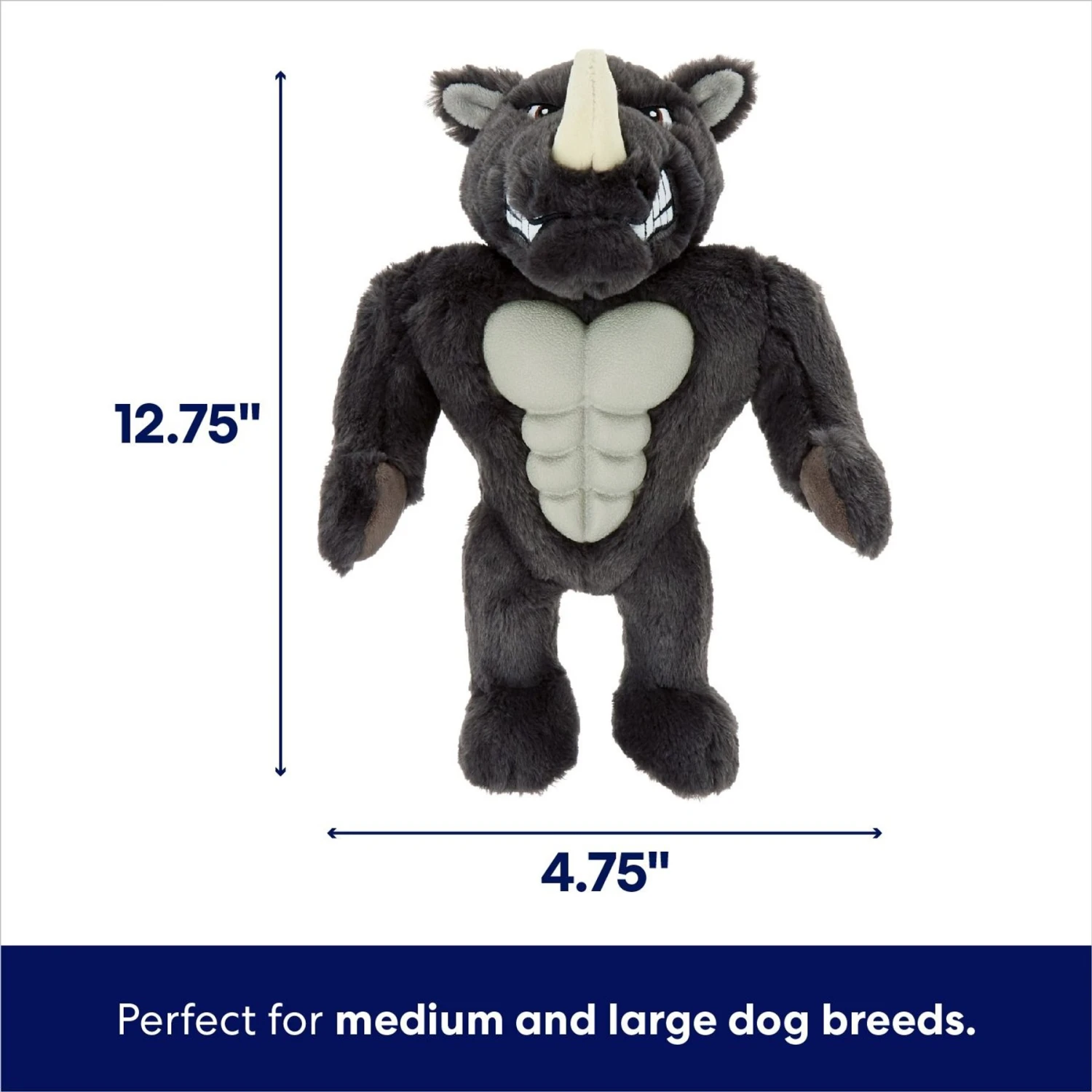 Frisco Rhino Muscle Plush Squeaky Dog Toy 4 Frisco Rhino Muscle Plush Squeaky Dog Toy - Image 2