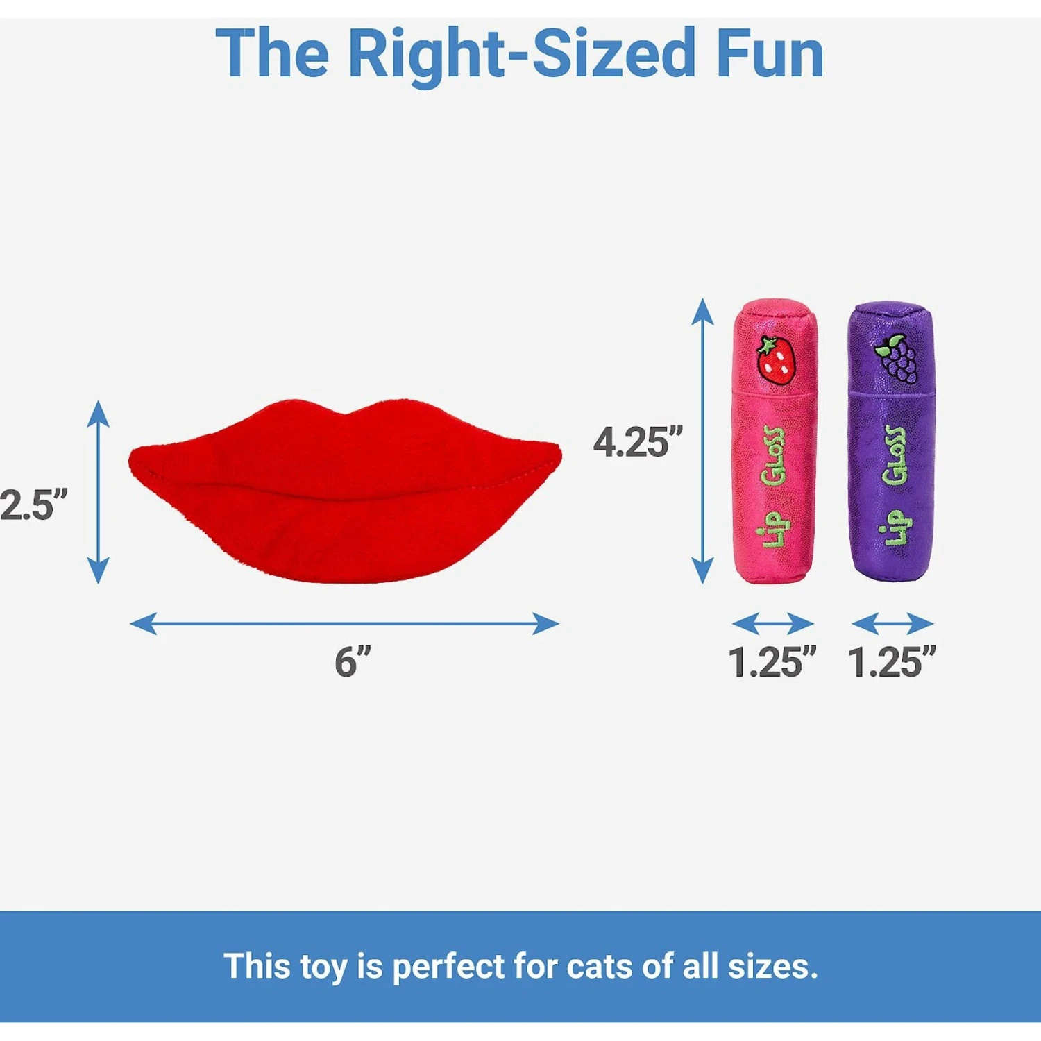 Frisco Retro Lip Gloss Plush Cat Toy With Catnip, 3 Count 4 Frisco Retro Lip Gloss Plush Cat Toy With Catnip, 3 Count - Image 2