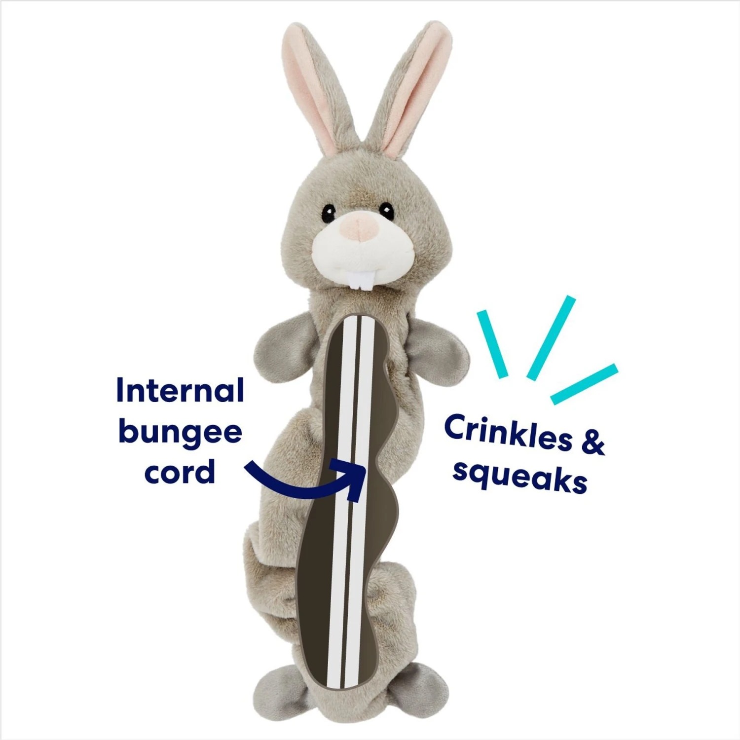 Frisco Bunny Bungee Plush Squeaky Dog Toy 5 Frisco Bunny Bungee Plush Squeaky Dog Toy - Image 3