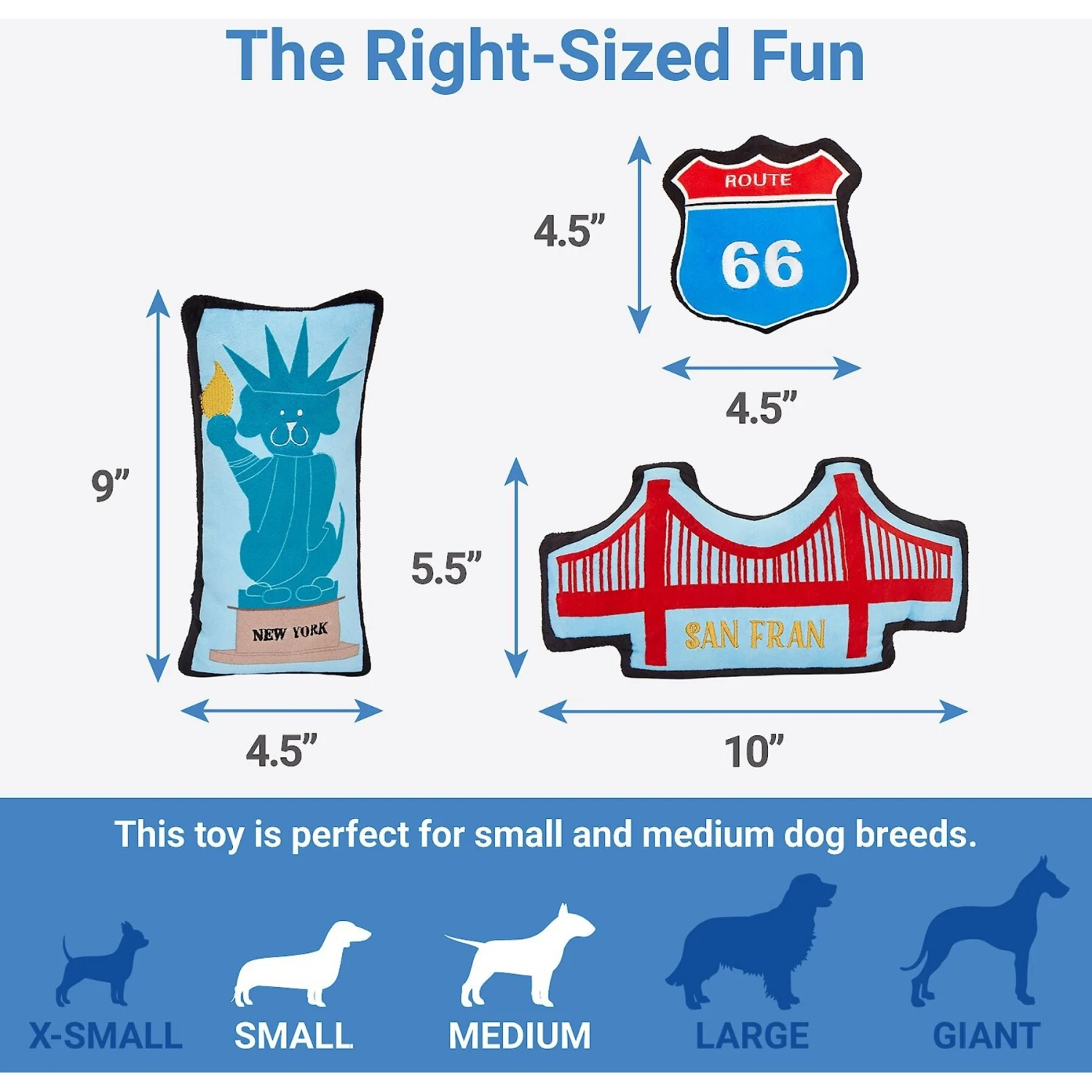 Frisco Road Trip Sightseeing Plush Squeaky Dog Toy, 3 Count 4 Frisco Road Trip Sightseeing Plush Squeaky Dog Toy, 3 Count - Image 2