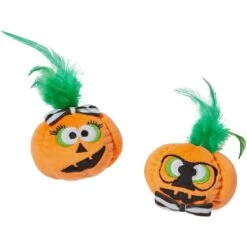 Frisco 16 Frisco Halloween Nerdy Jack-o-Lanterns Plush Cat Toy With Catnip, 2 Count