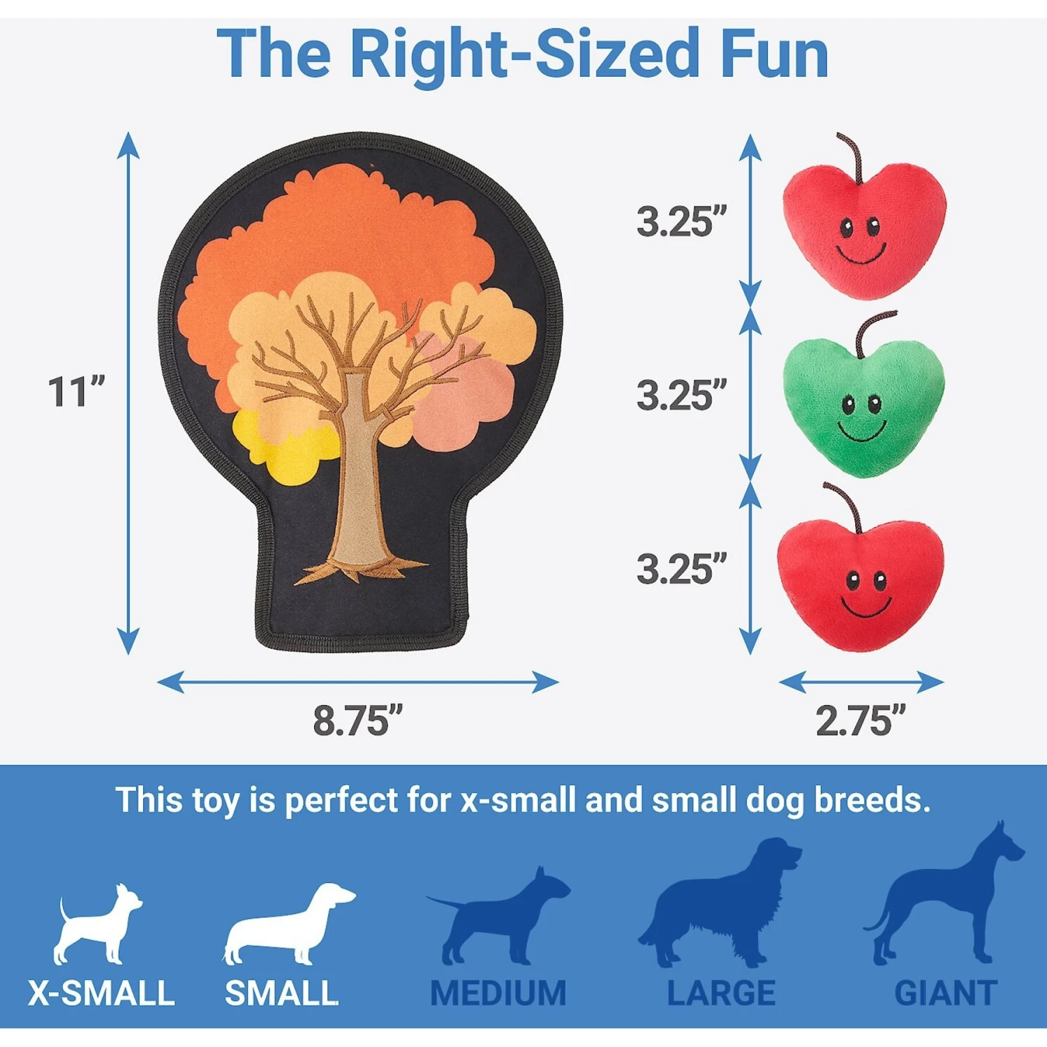 Frisco Fall Autumn Tree With Apples Interactive Plush Squeaky Dog Toy, 4 Count 4 Frisco Fall Autumn Tree With Apples Interactive Plush Squeaky Dog Toy, 4 Count - Image 2