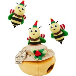 Frisco 24 Frisco Holiday Bee Merry Hide & Seek Puzzle Plush Squeaky Dog Toy