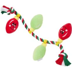 New Products 11 Frisco Holiday Lights Plush With Rope Squeaky Dog Toy