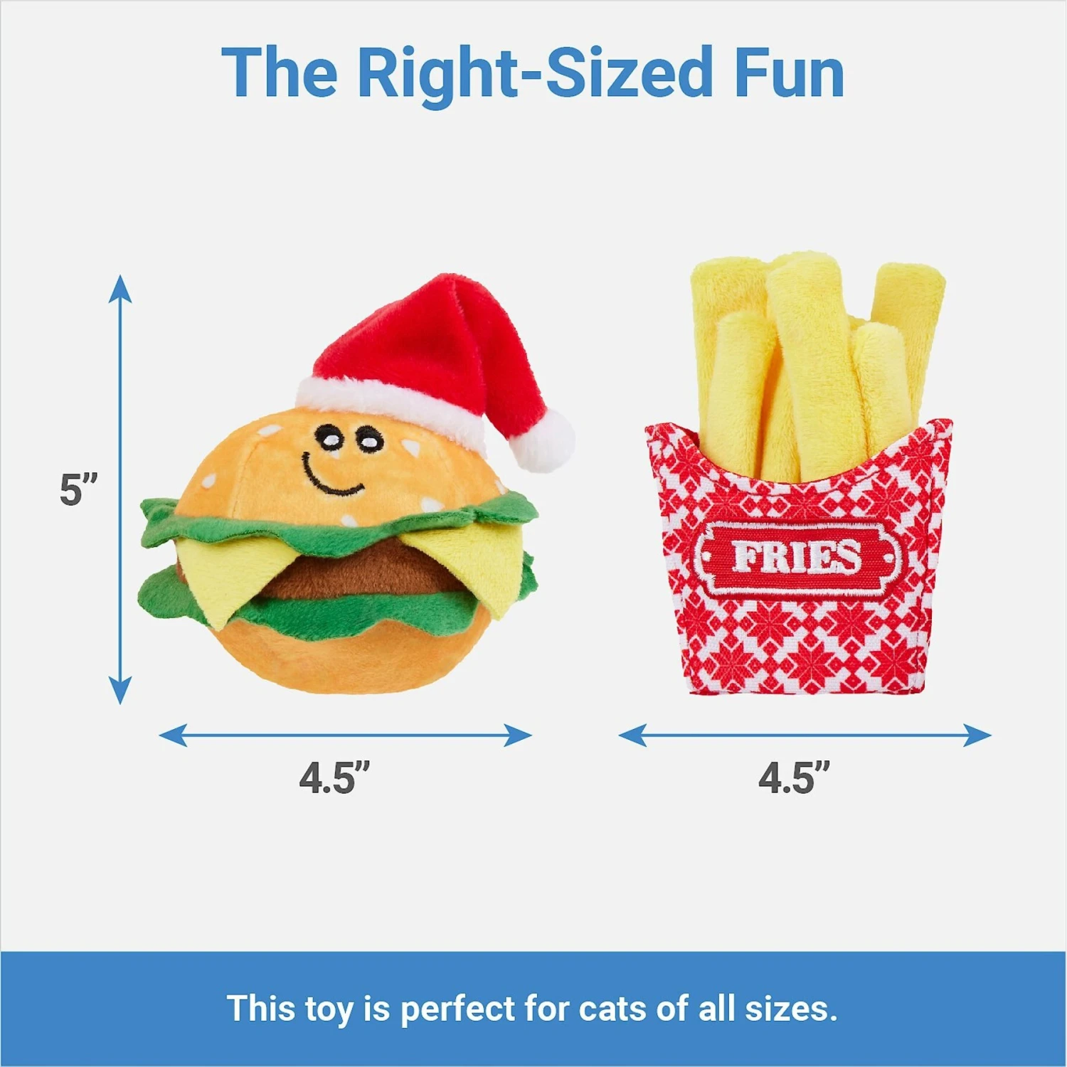 Frisco Holiday Burger & Fries Plush Cat Toy With Catnip, 2 Count 4 Frisco Holiday Burger & Fries Plush Cat Toy With Catnip, 2 Count - Image 2