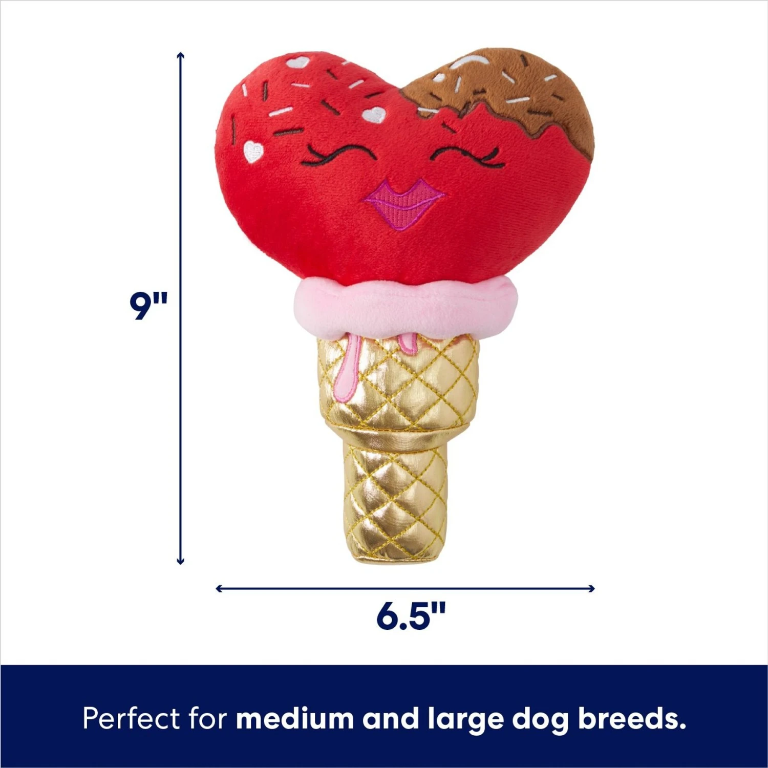 Frisco Valentine Ice Cream Plush Squeaky Dog Toy 4 Frisco Valentine Ice Cream Plush Squeaky Dog Toy - Image 2
