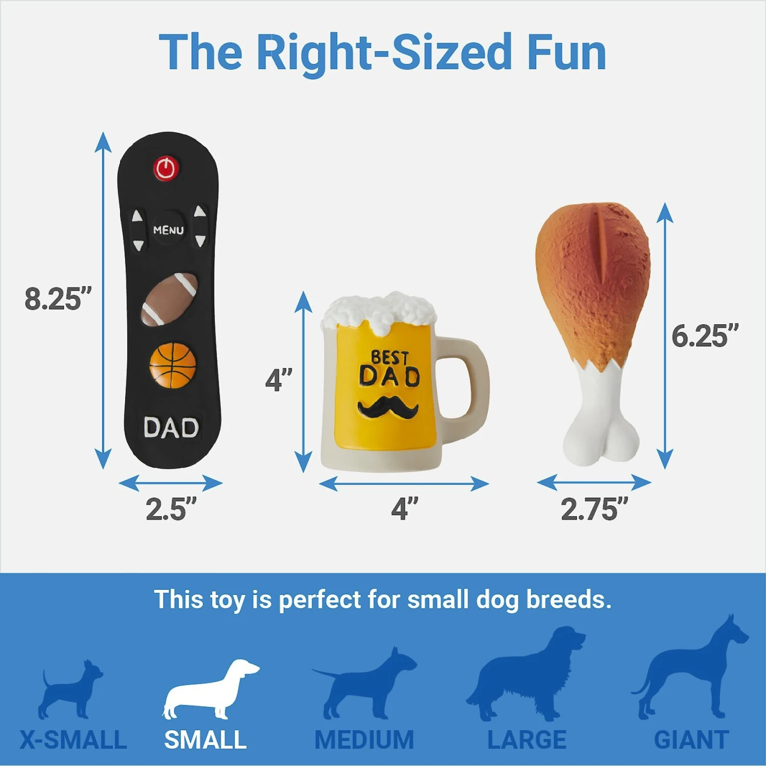 Frisco Father's Day Essential Latex Squeaky Dog Toy, 4 Count 4 Frisco Father's Day Essential Latex Squeaky Dog Toy, 4 Count - Image 2