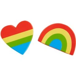Frisco Pride Rainbow & Heart Latex Squeaky Dog Toy, 2 Count