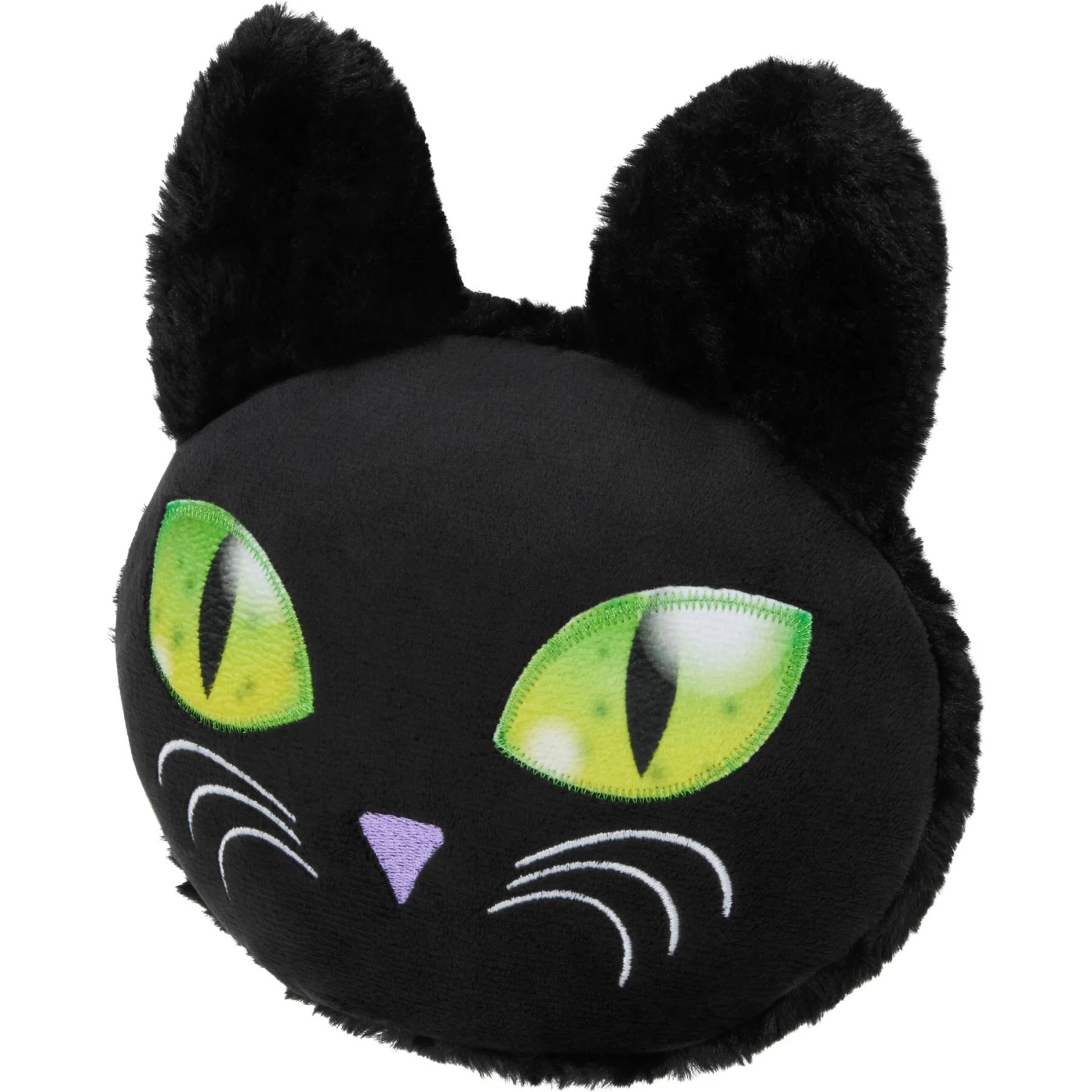 Frisco Halloween Black Cat Round Plush Squeaky Dog Toy 3 Frisco Halloween Black Cat Round Plush Squeaky Dog Toy