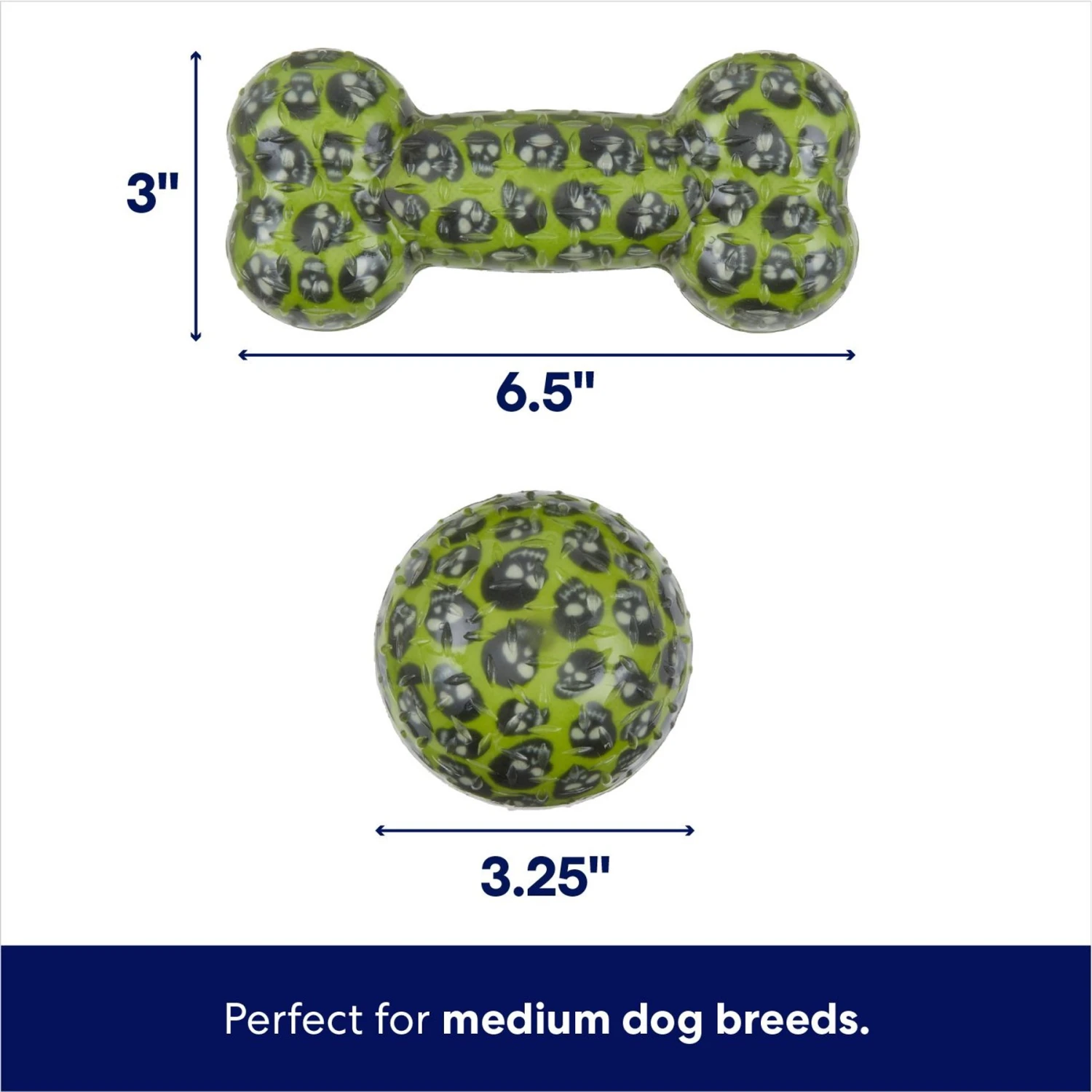 Frisco Halloween Glow In The Dark TPR Squeaky Bone & Ball Dog Toy 4 Frisco Halloween Glow In The Dark TPR Squeaky Bone & Ball Dog Toy - Image 2