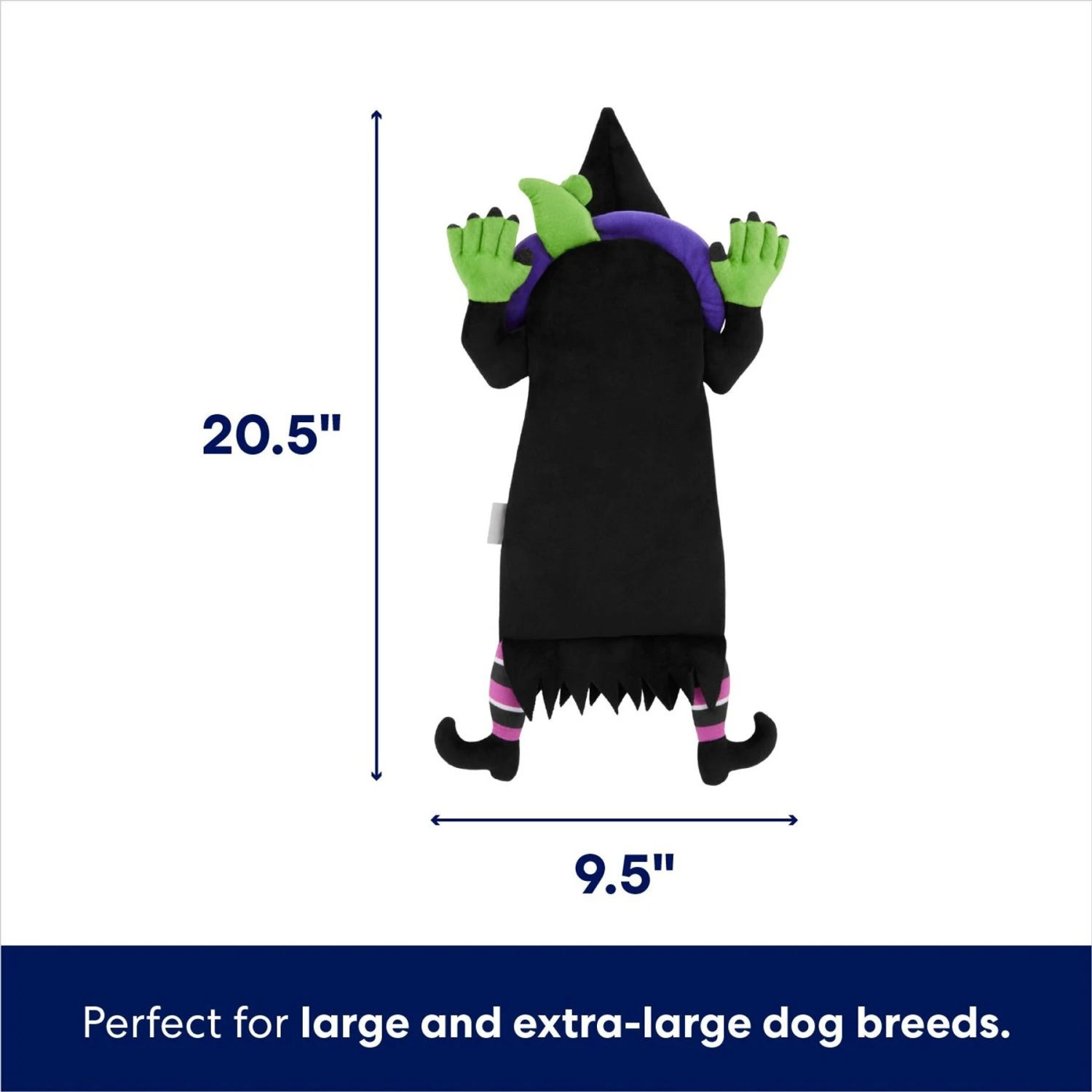 Frisco Halloween Witch Flat Plush Squeaky Dog Toy 4 Frisco Halloween Witch Flat Plush Squeaky Dog Toy - Image 2