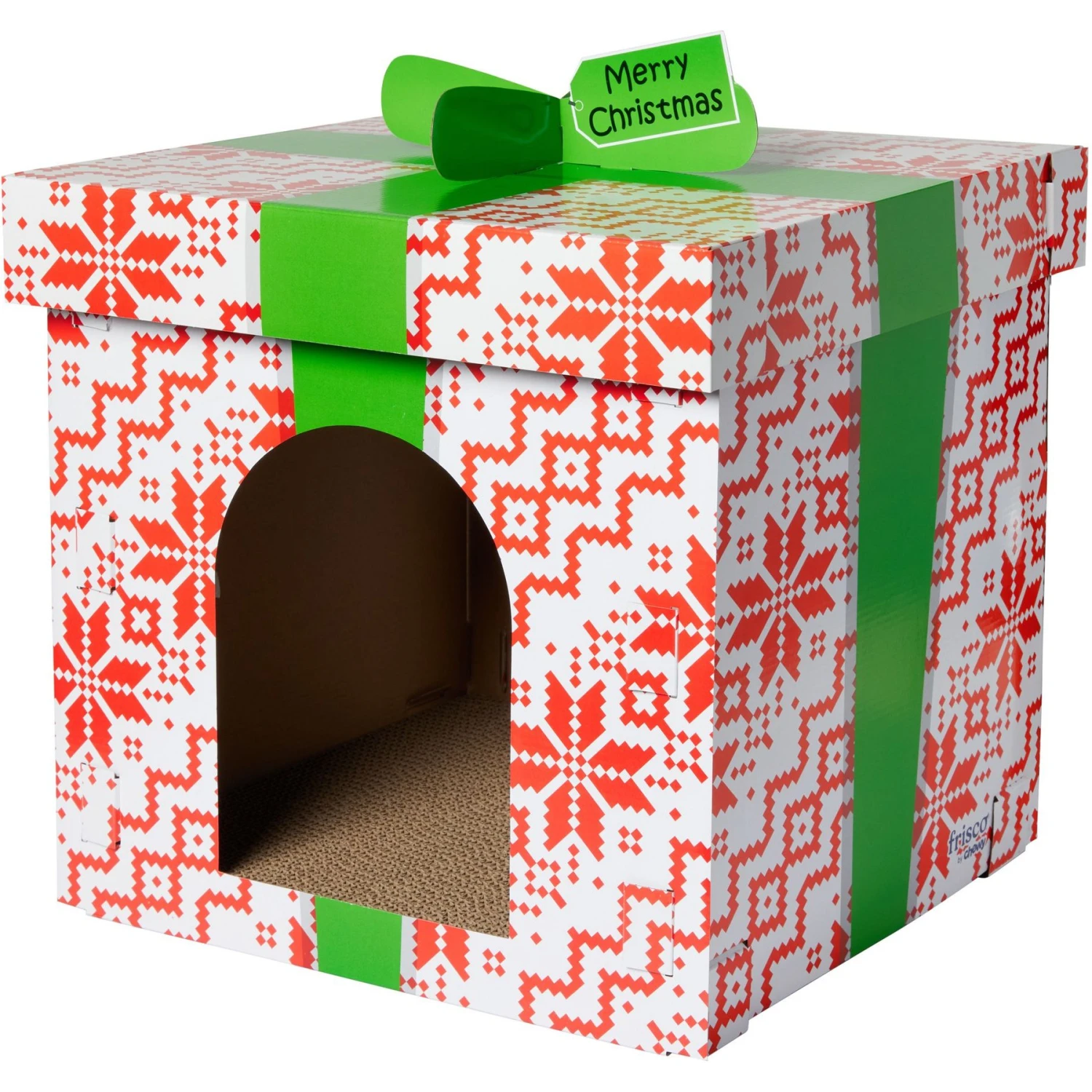 Frisco Holiday Gift Box Cardboard Cat House & Frisco Holiday Santa's Workshop Cardboard Cat House 4 Frisco Holiday Gift Box Cardboard Cat House & Frisco Holiday Santa's Workshop Cardboard Cat House - Image 2