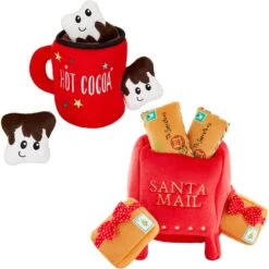Frisco 36 Frisco Holiday Hot Cocoa Hide & Seek Puzzle Plush Squeaky Dog Toy & Frisco Holiday North Pole Mailbox Hide & Seek Puzzle Plush Squeaky Dog Toy
