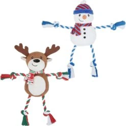 New Products 13 Frisco Holiday Snowman Plush With Rope Squeaky Dog Toy & Frisco Holiday Reindeer Plush With Rope Squeaky Dog Toy